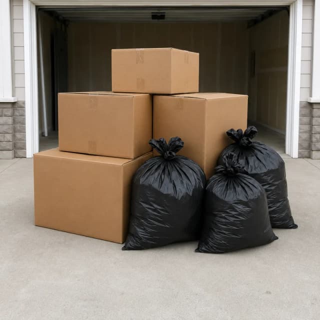 Boxes and bags ready for pickup